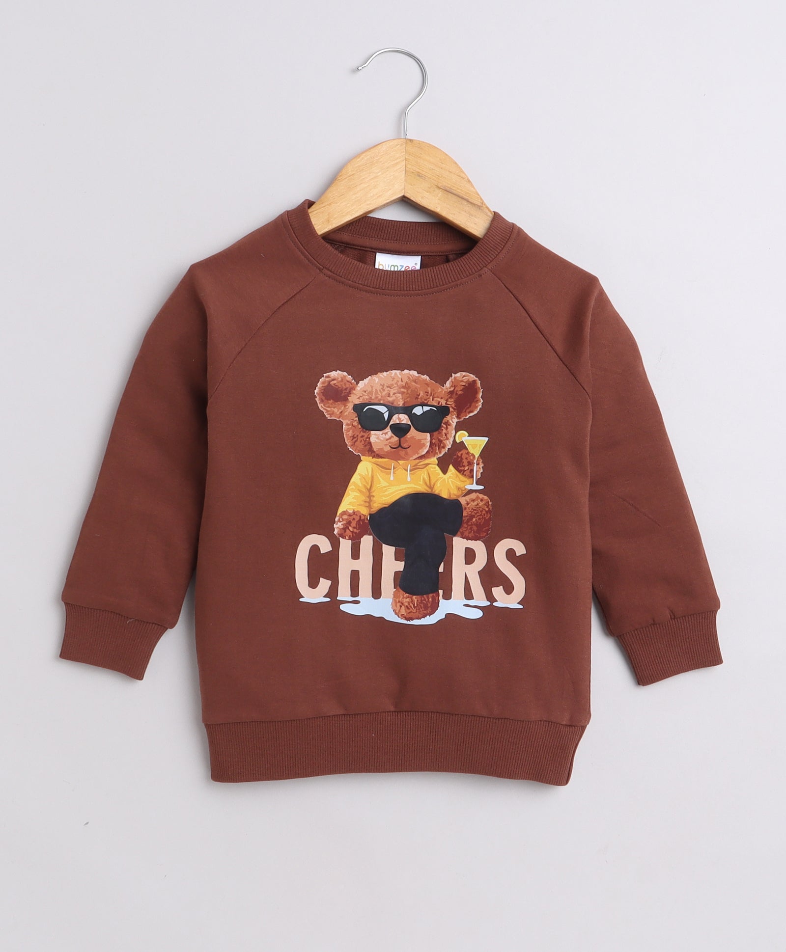 Boys French Terry Bear Sweatshirt - Brown