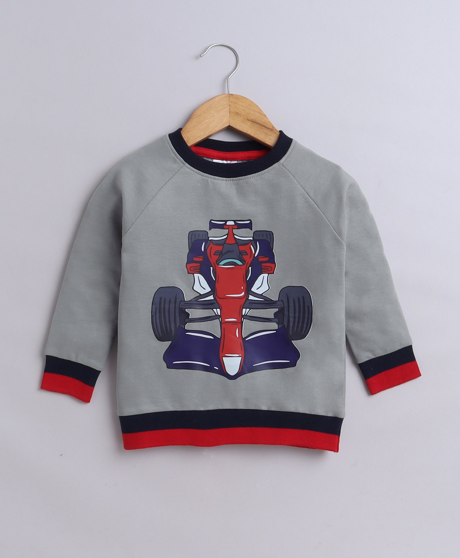Boys French Terry Racing Car Sweatshirt - Grey