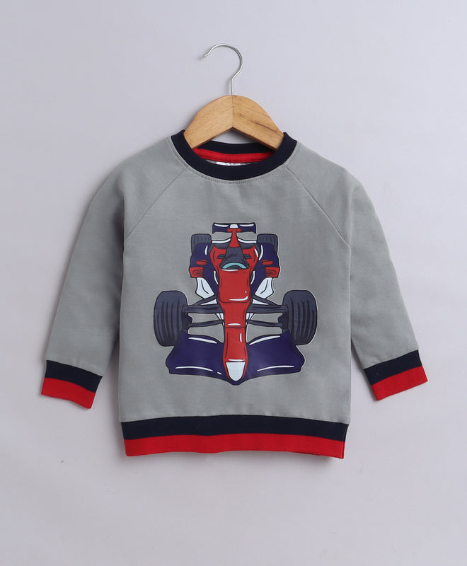 Boys French Terry Racing Car Sweatshirt - Grey