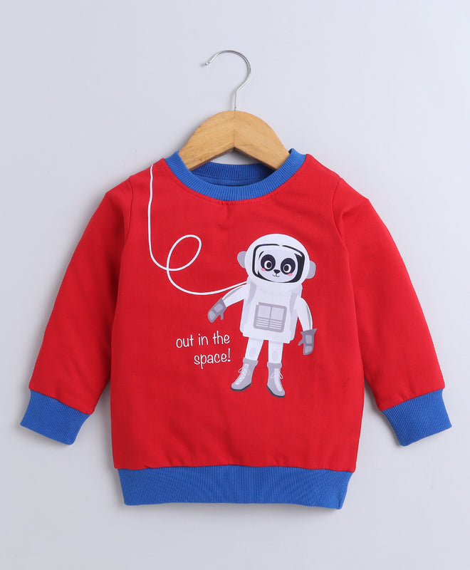 Boys French Terry Astronaut  Sweatshirt - Red