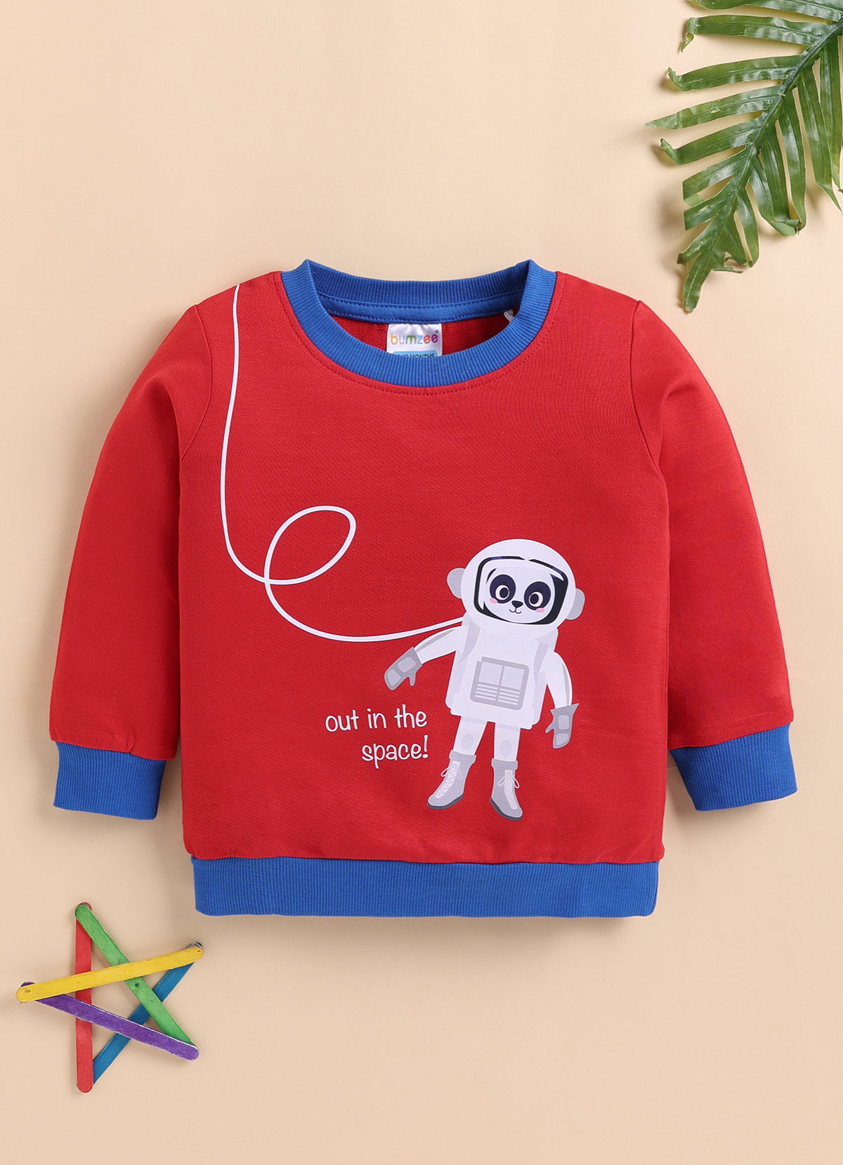 Bumzee Red Graphic Print Sweatshirt, Full Sleeves, French Terry (Style Peb9674N)