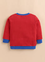 Bumzee Red Graphic Print Sweatshirt, Full Sleeves, French Terry (Style Peb9674N)