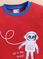 Bumzee Red Graphic Print Sweatshirt, Full Sleeves, French Terry (Style Peb9674N)