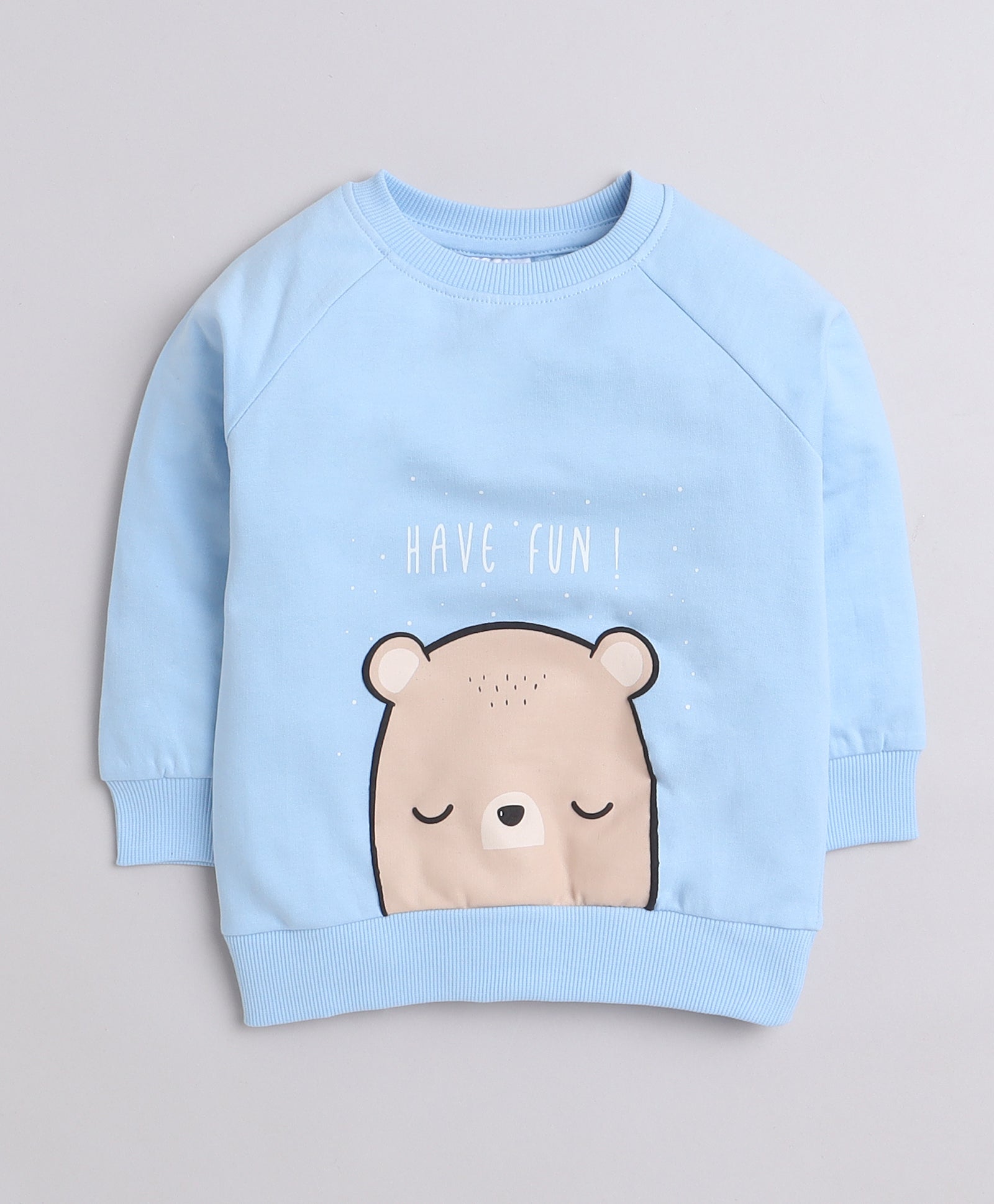 Boys French Terry Bear Sweatshirt - Sky Blue