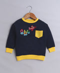 Bumzee Navy Graphic Print Sweatshirt, Full Sleeves, French Terry (Style Peb9677)