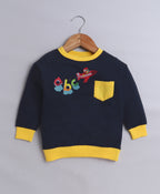 Bumzee Navy Graphic Print Sweatshirt, Full Sleeves, French Terry (Style Peb9677)