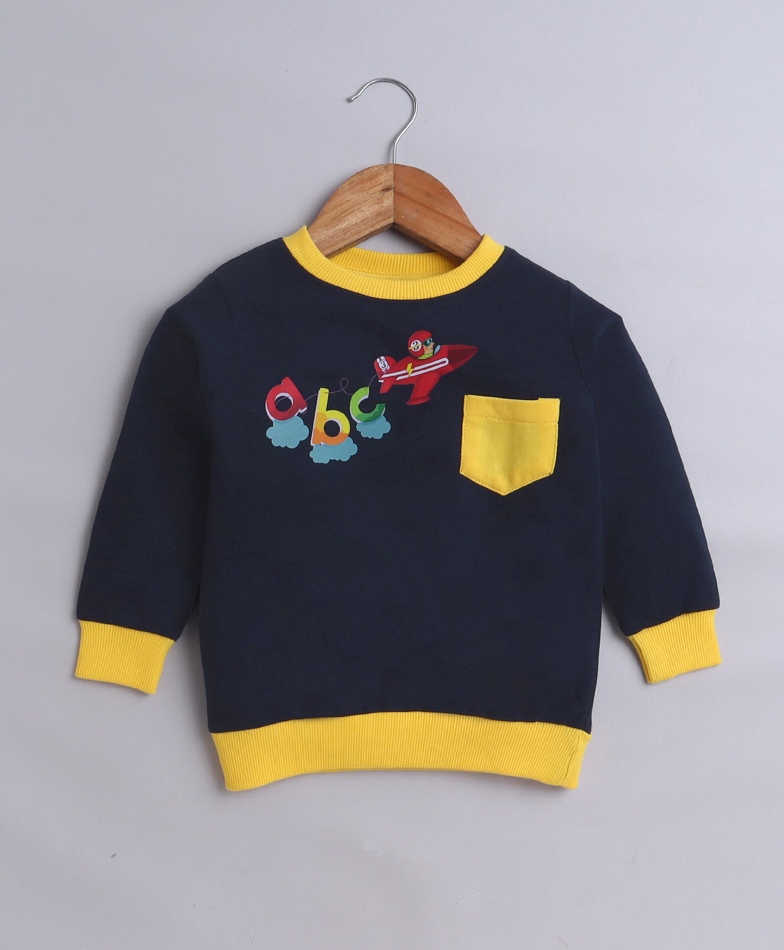 Boys French Terry Aeroplane Sweatshirt - Navy