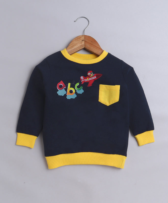 Boys French Terry Aeroplane Sweatshirt - Navy
