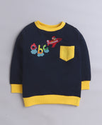 Bumzee Navy Graphic Print Sweatshirt, Full Sleeves, French Terry (Style Peb9677)