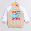 Boys French Terry Text Sweatshirt - Beige & White