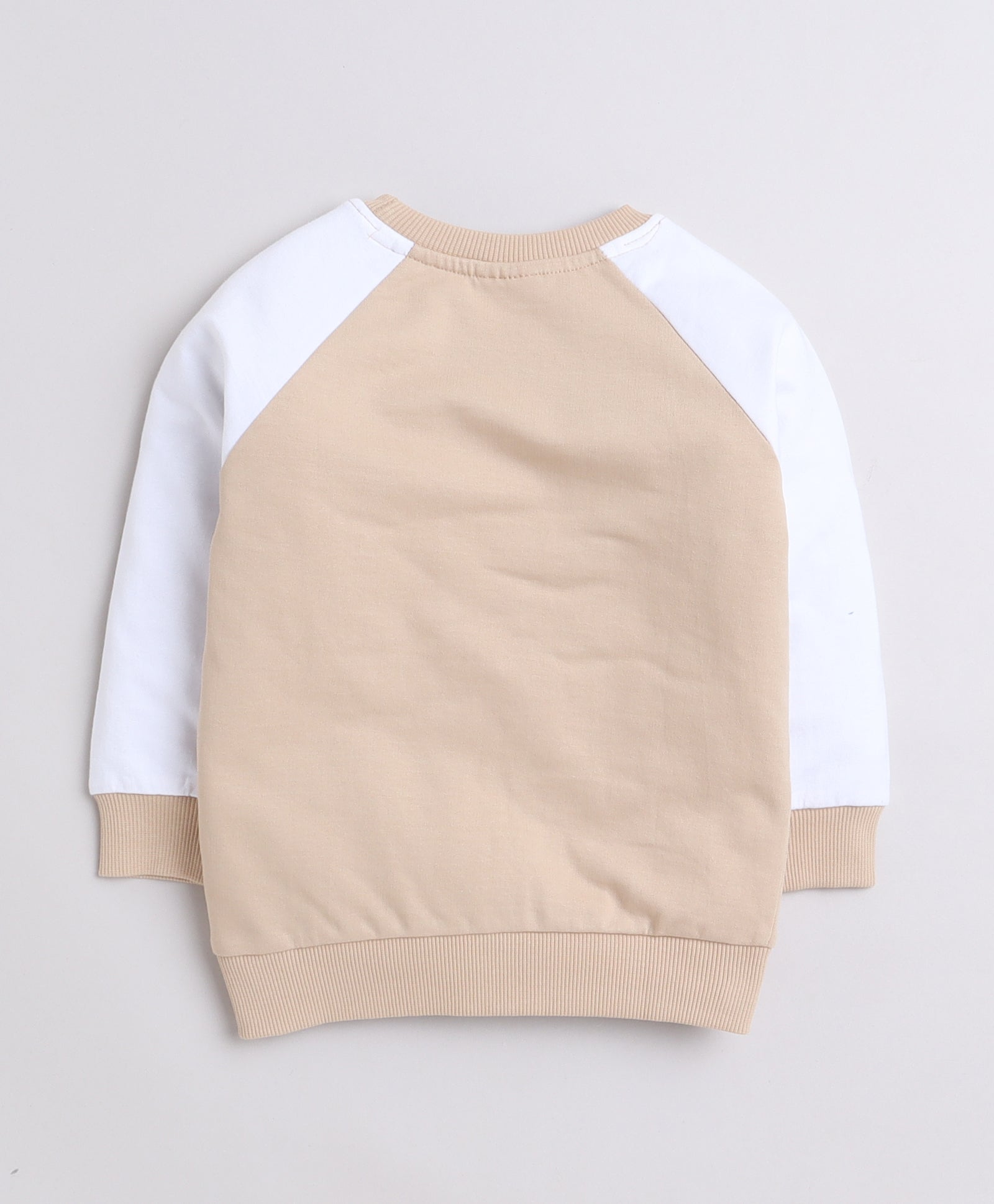 Boys French Terry Text Sweatshirt - Beige & White