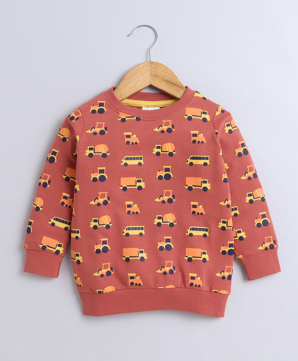 Bumzee Brown Graphic Print Sweatshirt, Full Sleeves, French Terry
