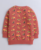Bumzee Brown Graphic Print Sweatshirt, Full Sleeves, French Terry
