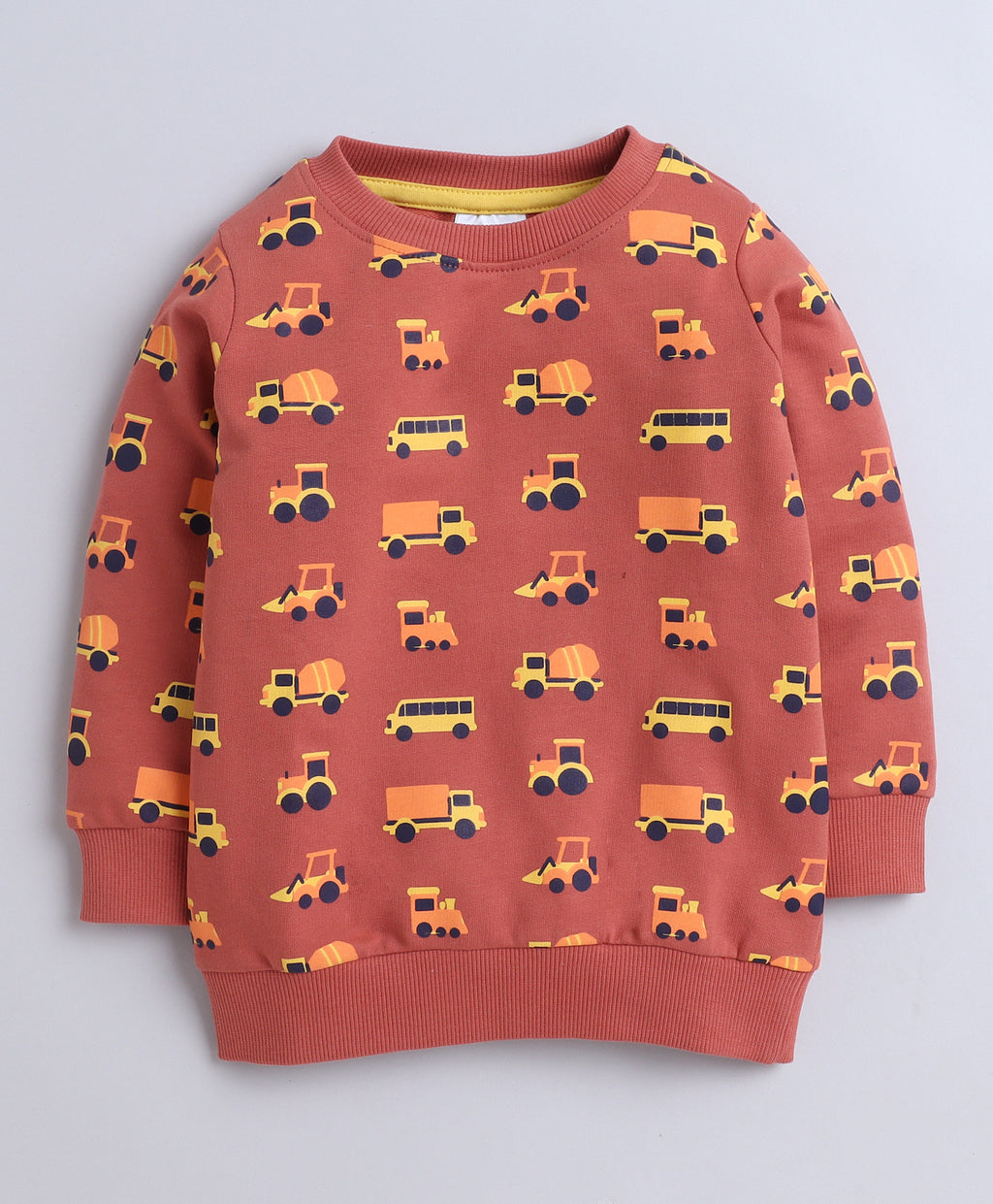 Bumzee Brown Graphic Print Sweatshirt, Full Sleeves, French Terry