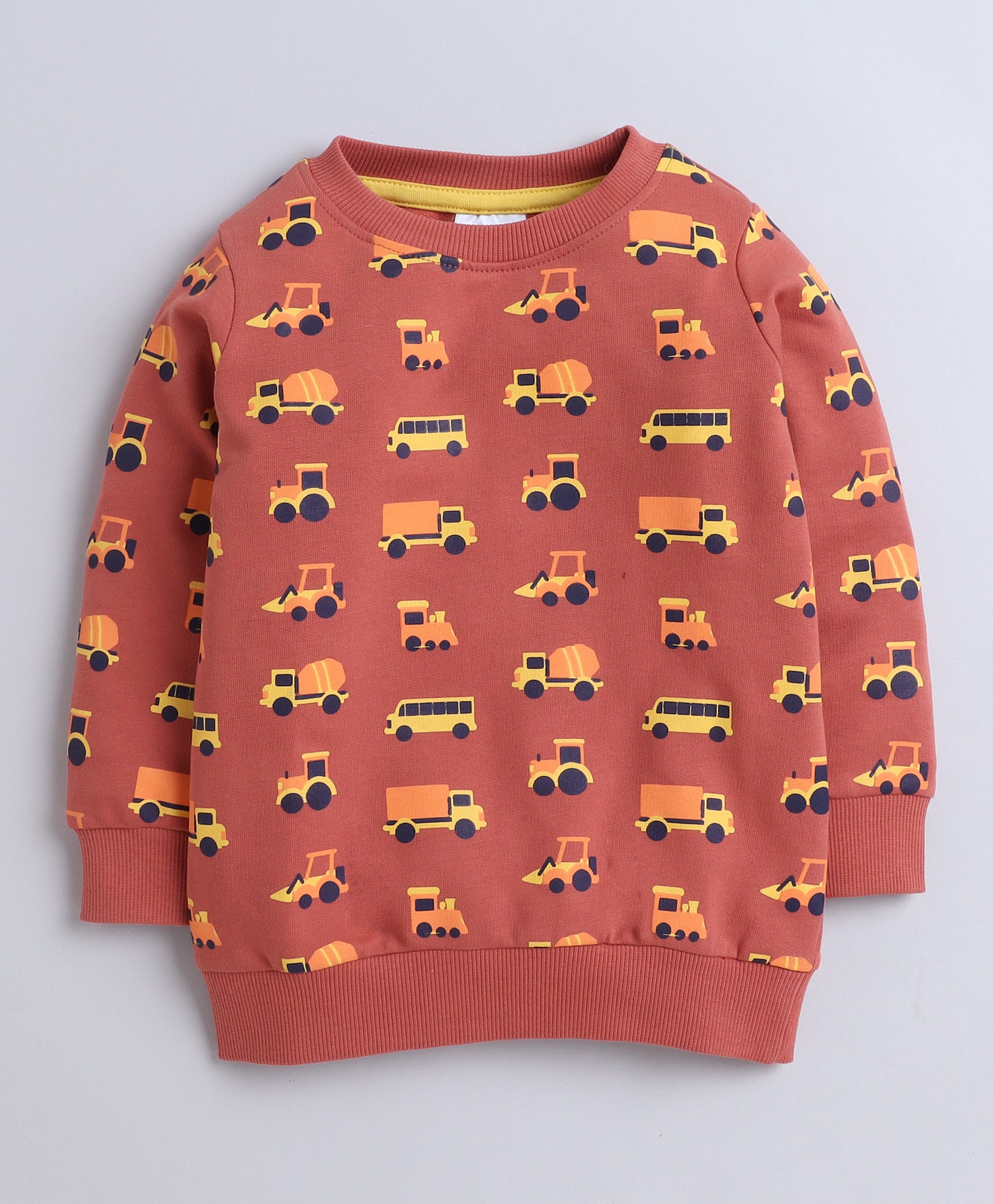 Boys French Terry Vehicle Sweatshirt - Brown