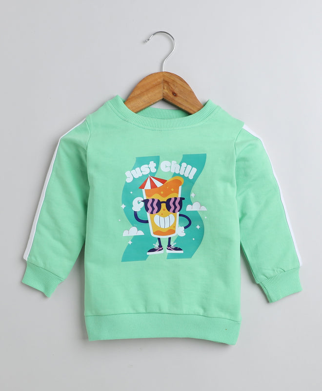 Boys French Terry Cartoon Sweatshirt - Light Green