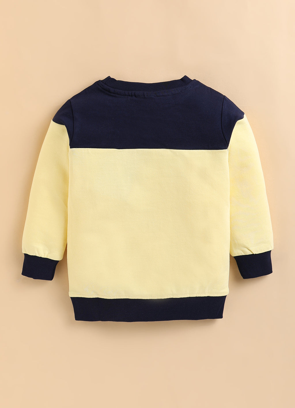 Bumzee Yellow & Navy Graphic Print Sweatshirt, Full Sleeves, French Terry (Style Peb9684N)
