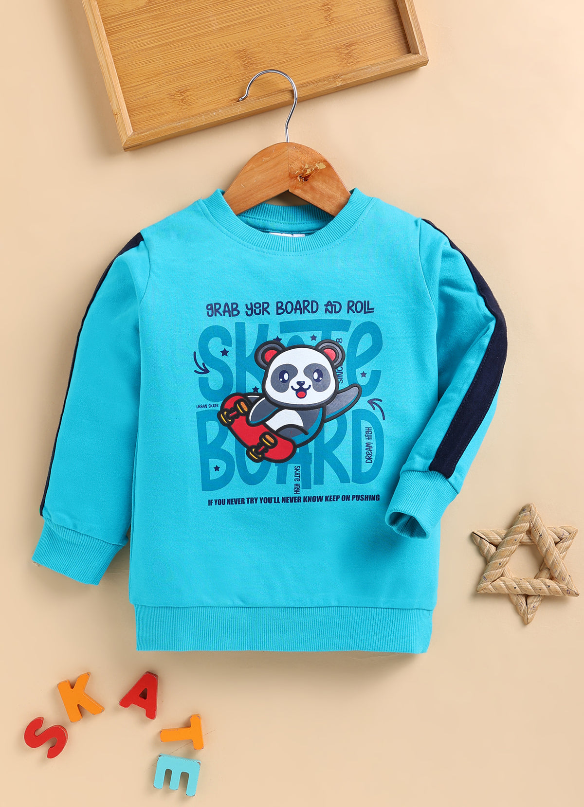 Bumzee Morpho Blue Graphic Print Sweatshirt, Full Sleeves, French Terry (Style Peb9685N)