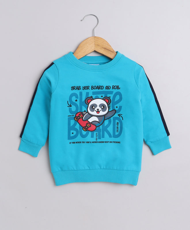 Boys French Terry Cartoon Sweatshirt - Morpho Blue
