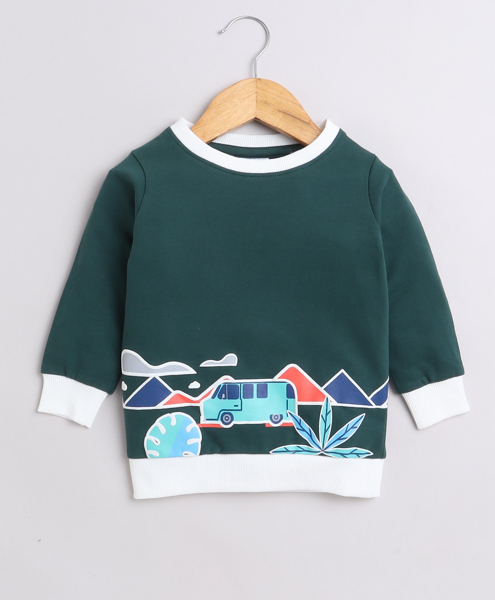Boys French Terry Vehicle Sweatshirt - Bottle Green