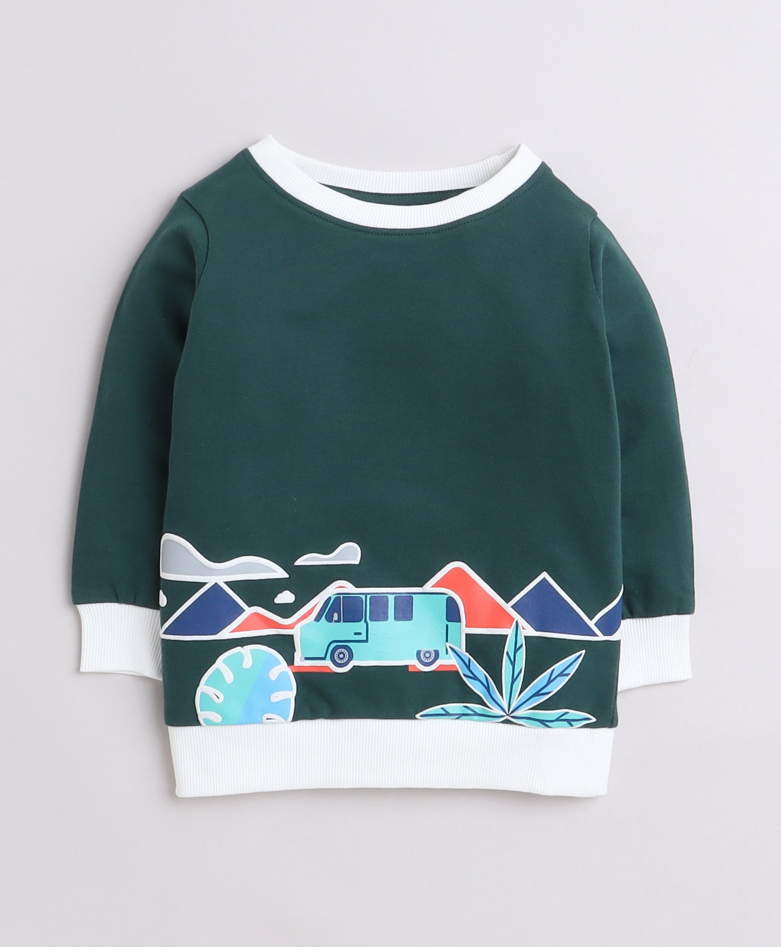 Boys French Terry Vehicle Sweatshirt - Bottle Green