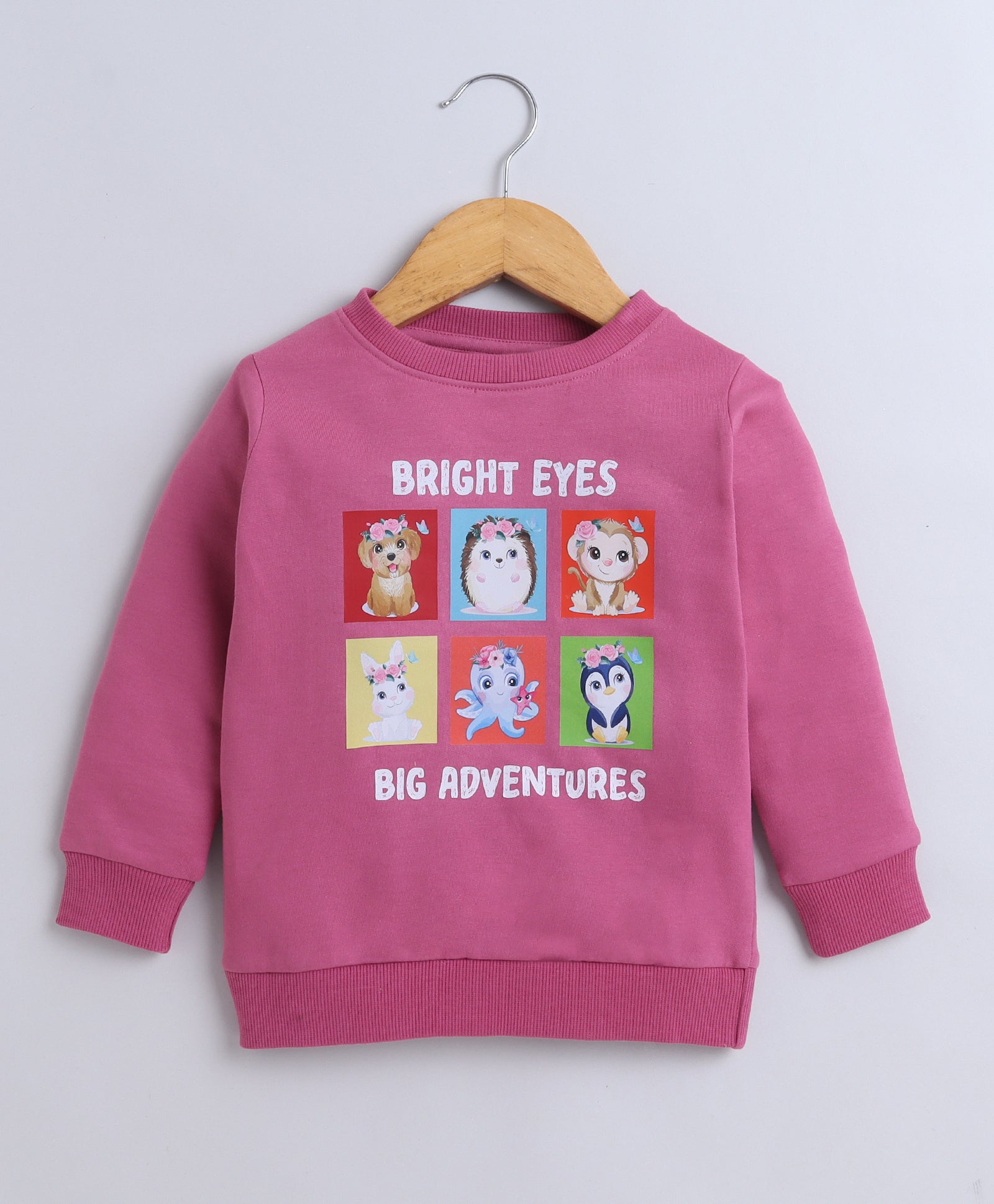 Girls Fleece Animal Sweatshirt - Mauve