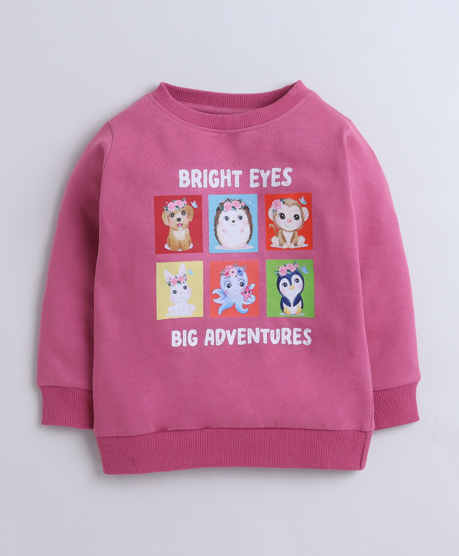 Girls Fleece Animal Sweatshirt - Mauve