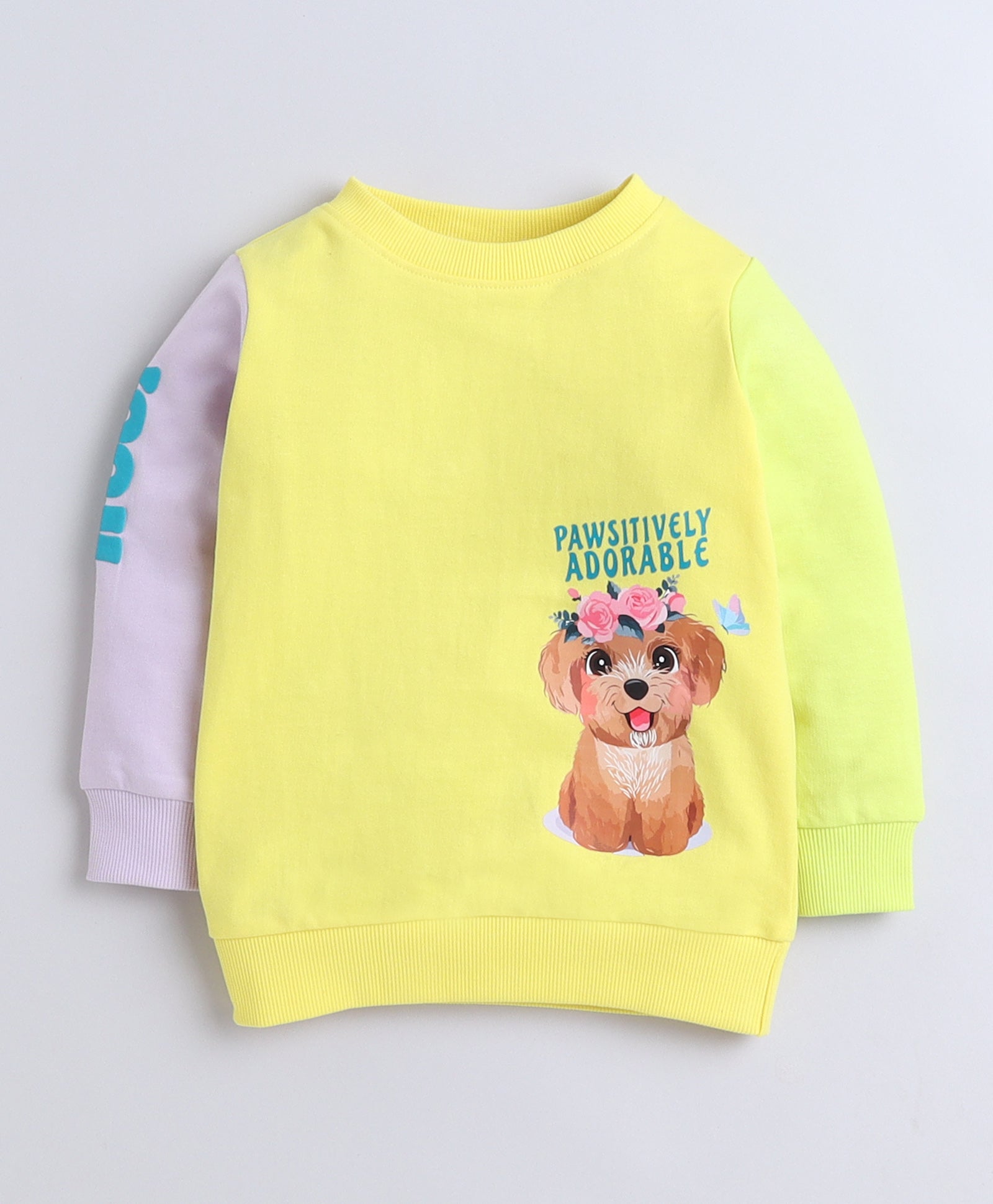 Girls French Terry Dog Sweatshirt - Yellow