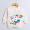 Girls French Terry Cartoon Sweatshirt - Cream