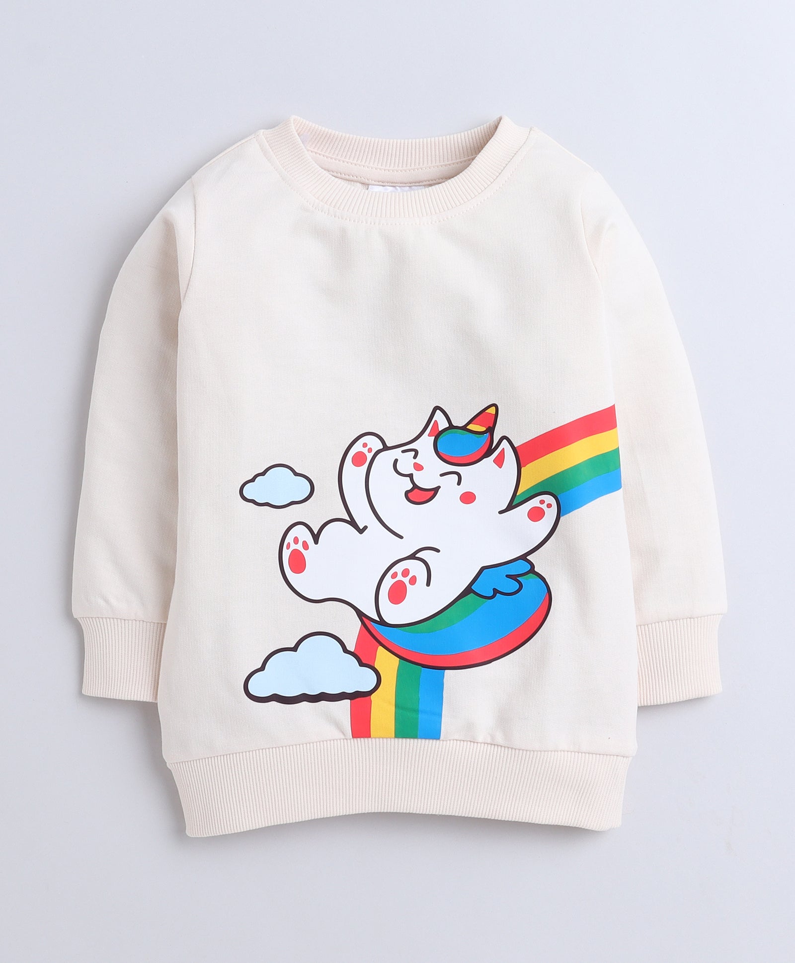 Girls French Terry Cartoon Sweatshirt - Cream