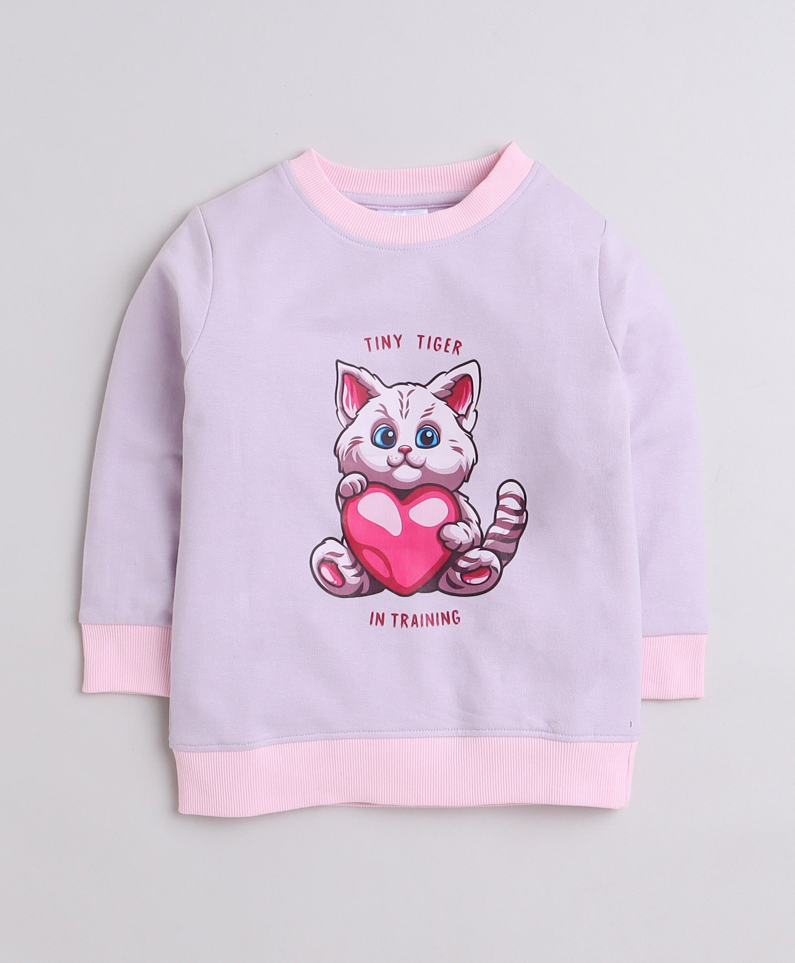 Girls French Terry Cat Sweatshirt - Lilac