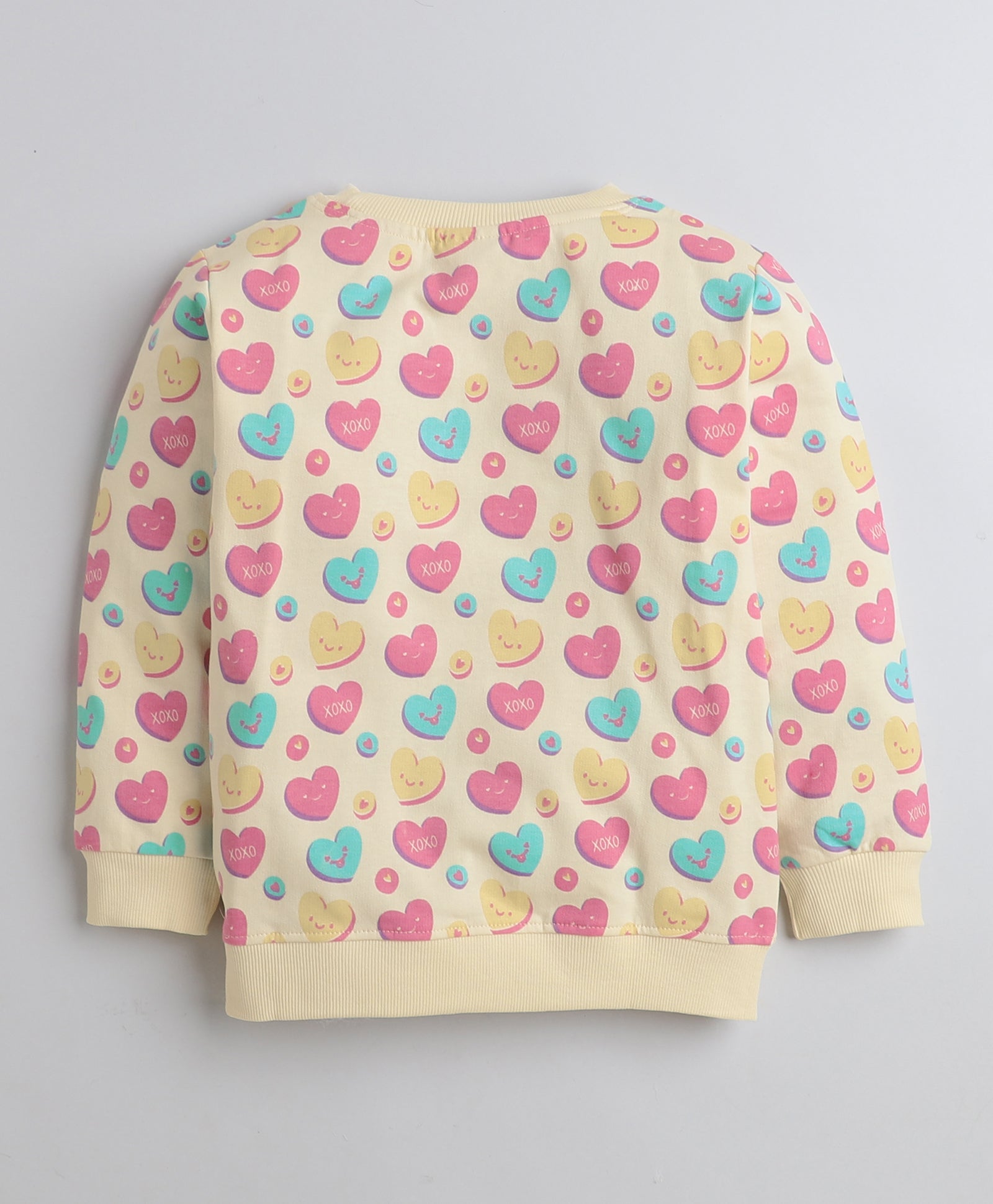 Girls French Terry Heart Sweatshirt - Beige