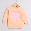 Girls French Terry Heart Sweatshirt - Peach