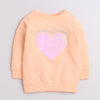 Girls French Terry Heart Sweatshirt - Peach