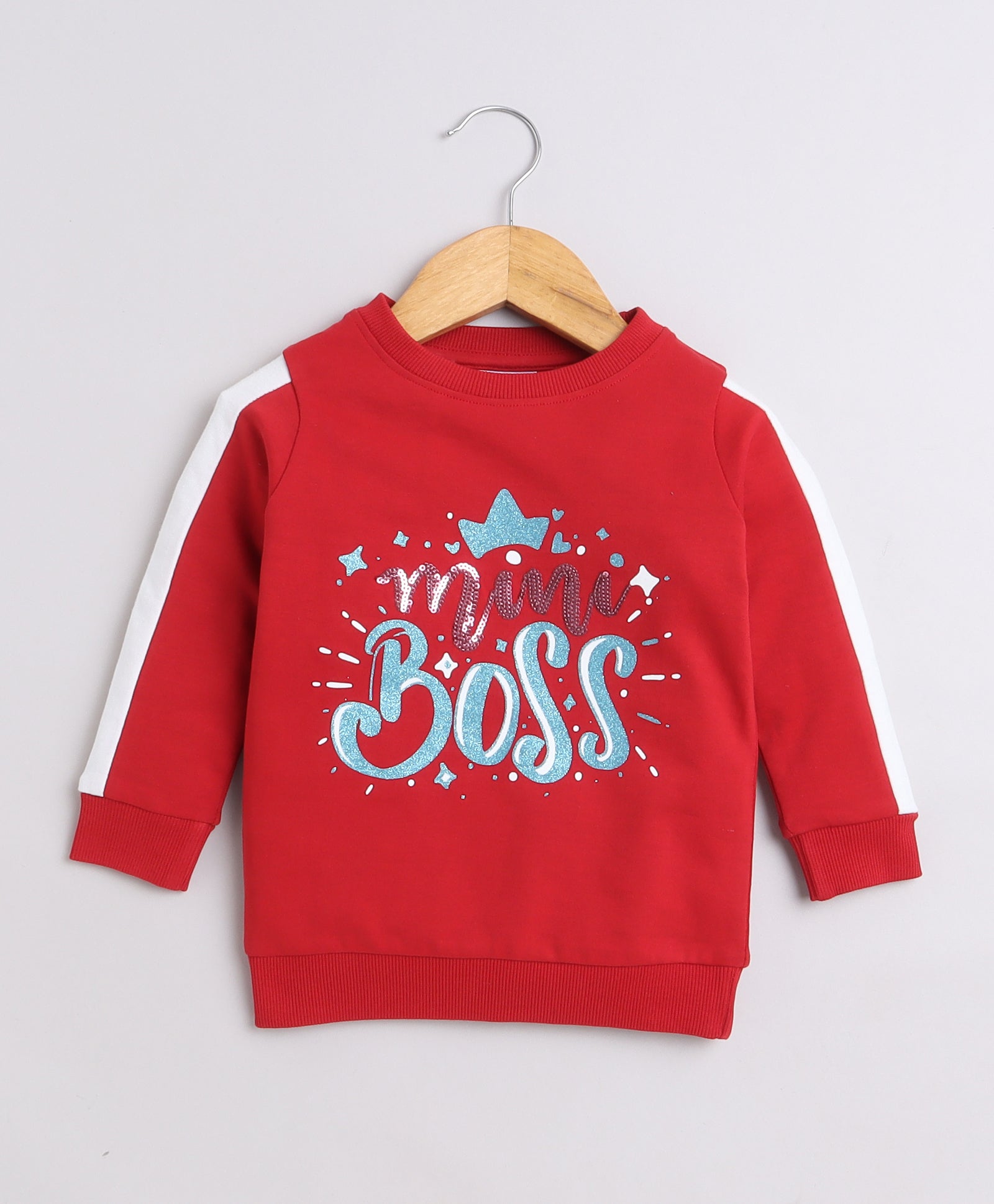 Girls French Terry Text Sweatshirt - Red