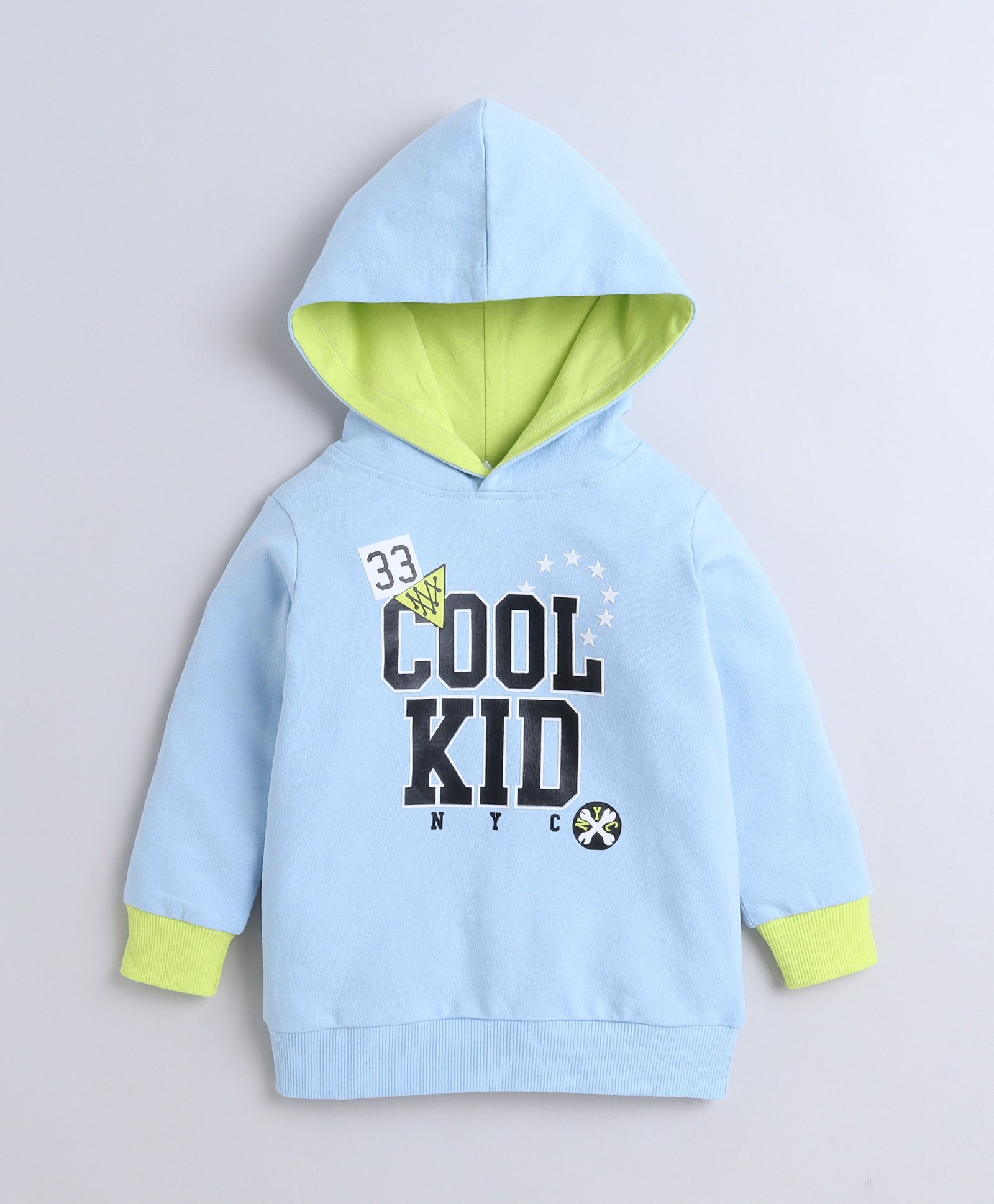 Boys French Terry Text Hooded Sweatshirt - Sky Blue