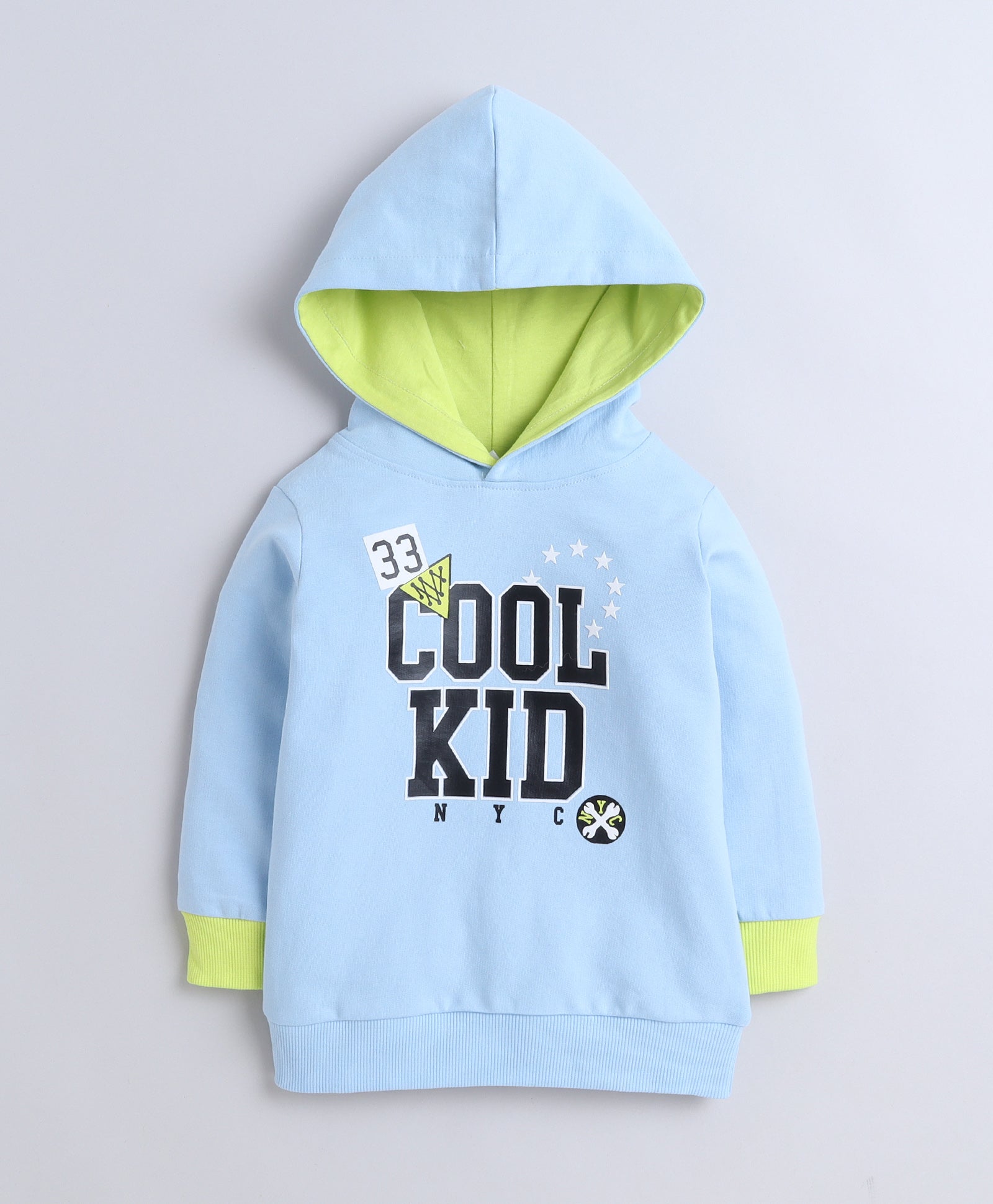 Boys French Terry Text Hooded Sweatshirt - Sky Blue