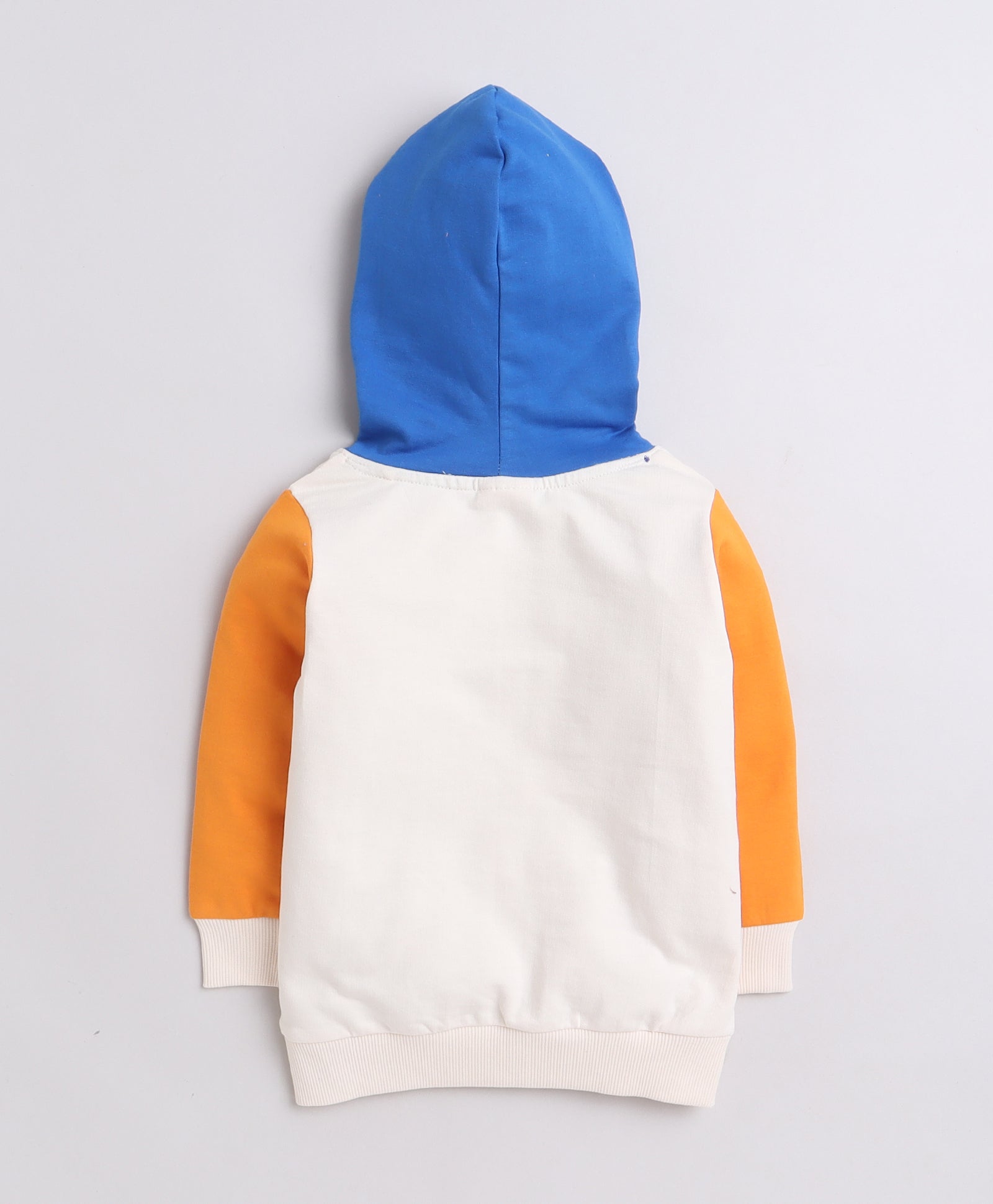 Boys French Terry Dino Hooded Sweatshirt - Beige & Orange