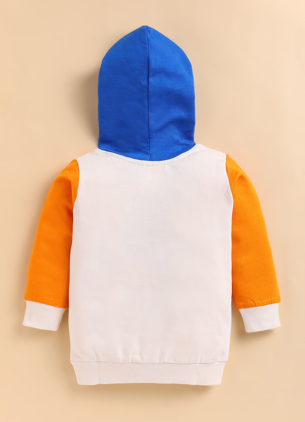 Bumzee Beige & Orange Animal Print Sweatshirt, Full Sleeves, French Terry, Hooded (Style Peb9707N)