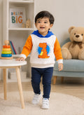 Bumzee Beige & Orange Animal Print Sweatshirt, Full Sleeves, French Terry, Hooded (Style Peb9707N)