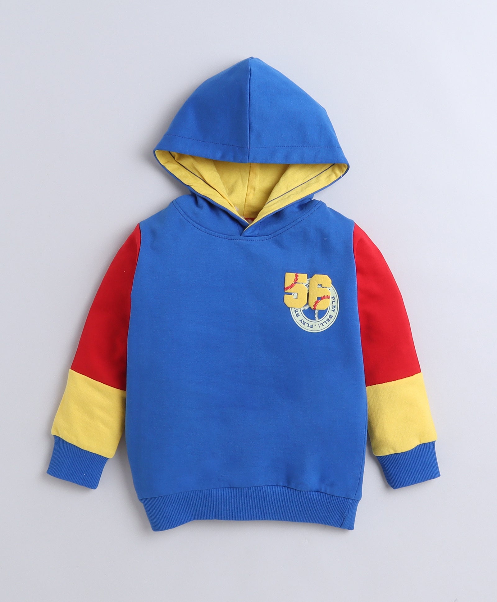 Boys French Terry Typography Hooded Sweatshirt - Royal Blue