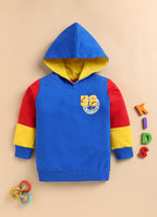 Bumzee Royal Blue Graphic Print Sweatshirt, Full Sleeves, French Terry, Hooded (Style Peb9708N)