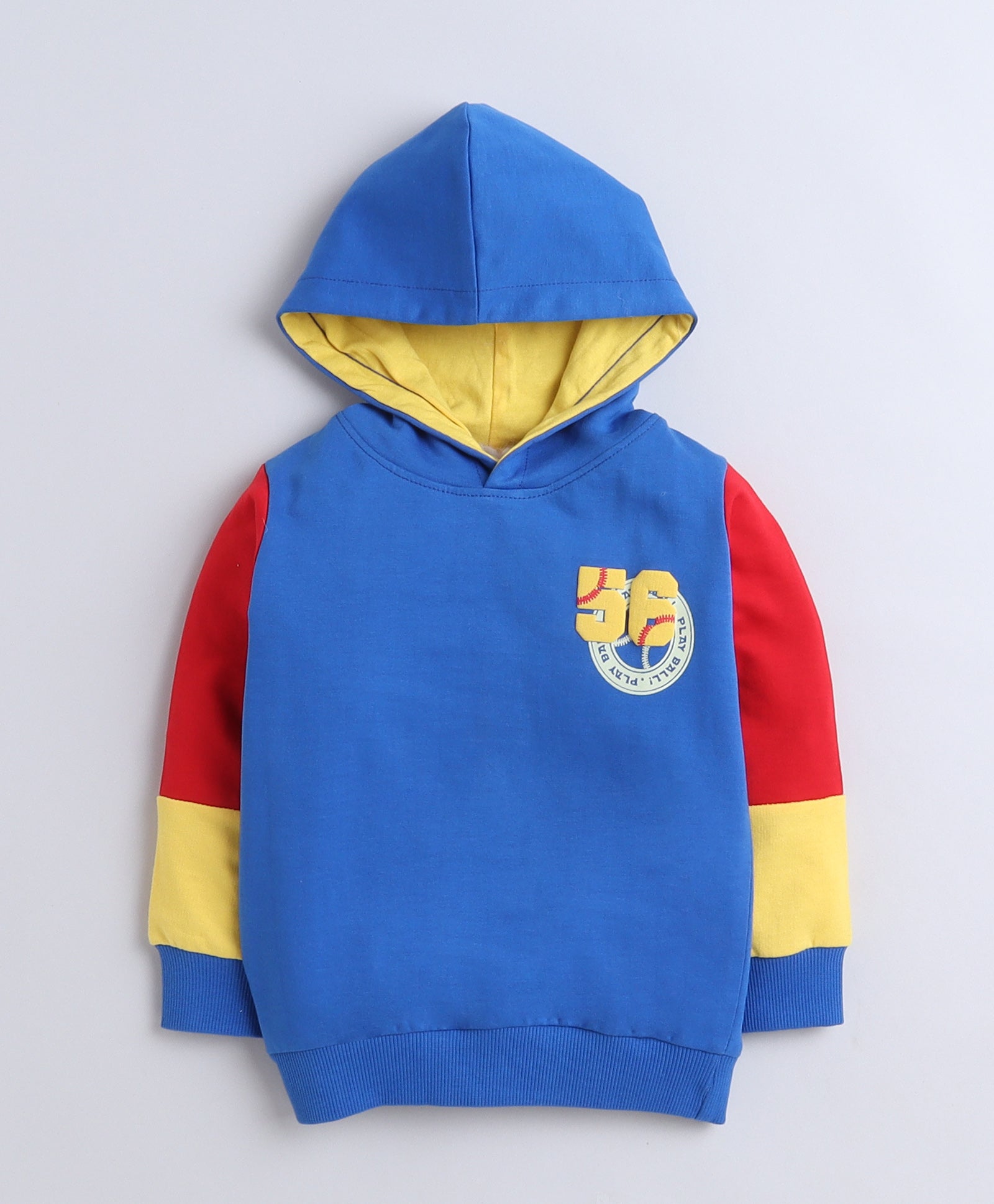 Boys French Terry Typography Hooded Sweatshirt - Royal Blue