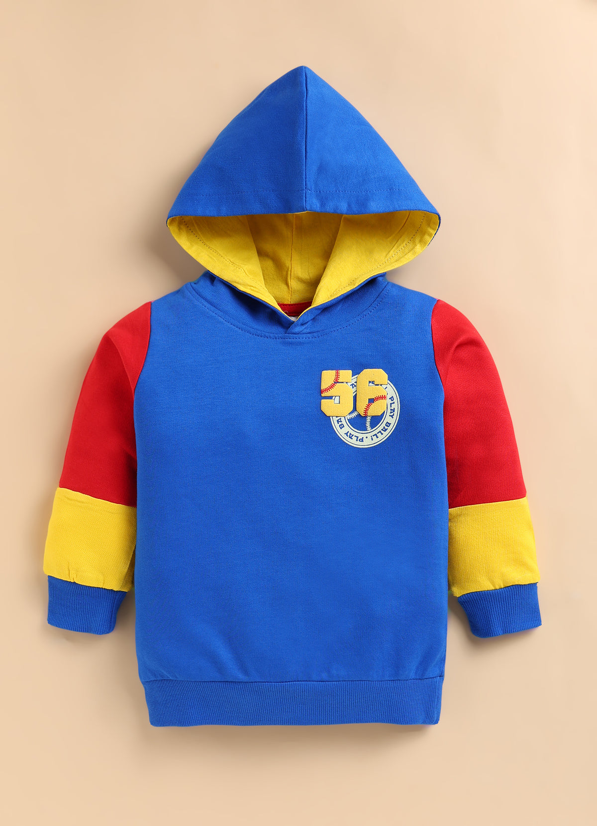 Bumzee Royal Blue Graphic Print Sweatshirt, Full Sleeves, French Terry, Hooded (Style Peb9708N)