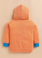 Bumzee Orange Graphic Print Sweatshirt, Full Sleeves, Fleece, Hooded (Style Peb9709N)