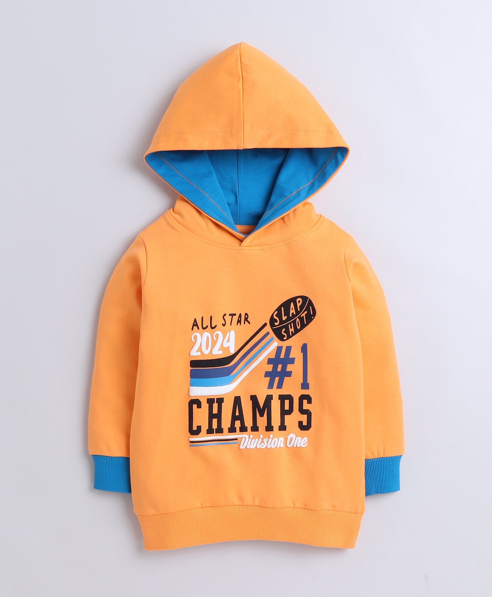 Boys Fleece Text Hooded Sweatshirt - Orange