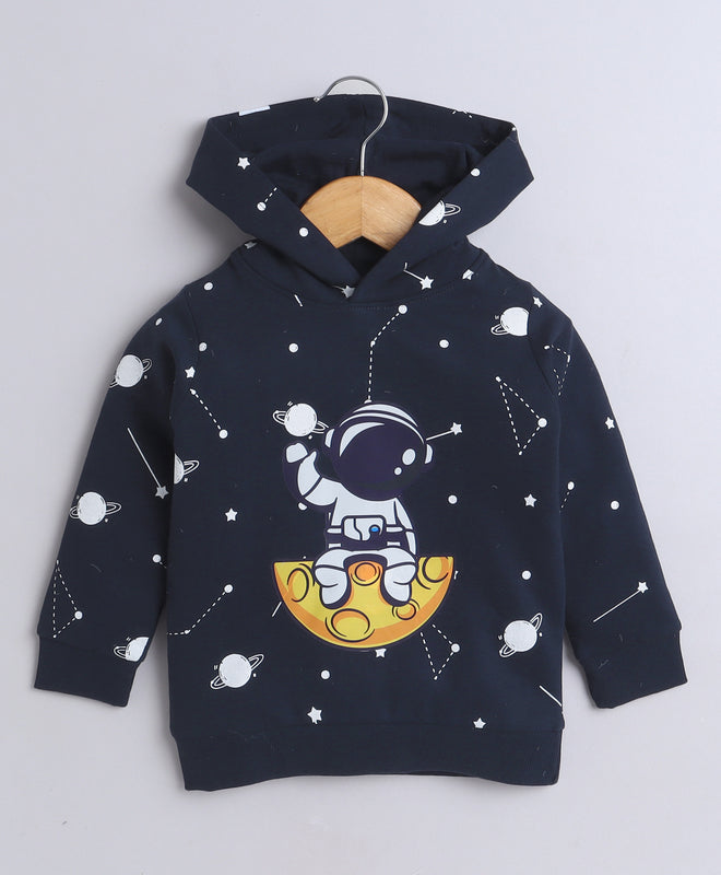Boys Fleece Astronaut  Hooded Sweatshirt - Navy