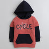 Boys French Terry Cycle Hooded Sweatshirt - Brick Red & Navy