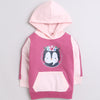 Girls Fleece Penguin Hooded Sweatshirt - Mauve & Pink