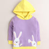 Girls  French Terry Bunny Hooded Sweatshirt - Lavender & Yellow
